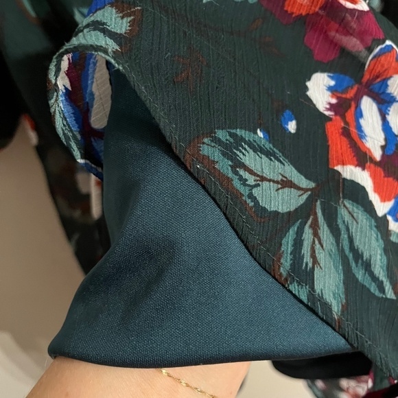 Calvin Klein Dress S Green Floral Mini Sheer Flowy Tropical Boho Western Preppy - Picture 8 of 12